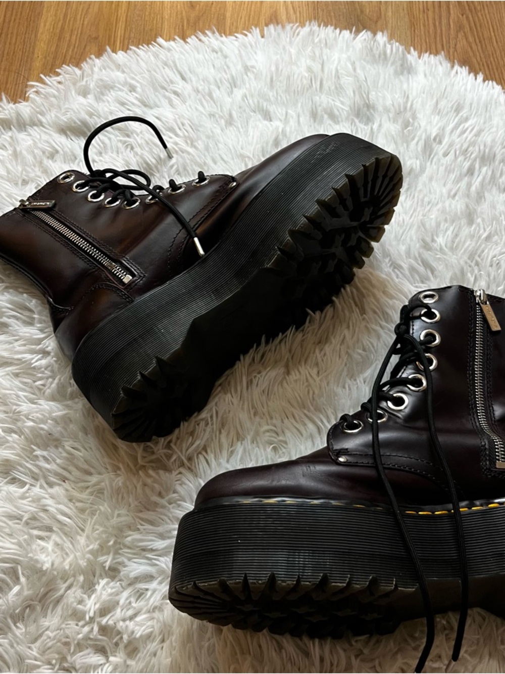 Dr. Marten Jadon Max Leather Platform Boots in Oxblood Atlas - Picture 8 of 15